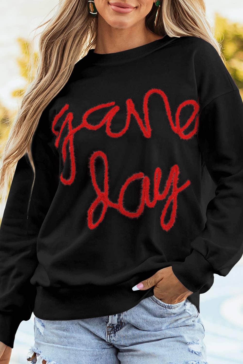 Game Day Drop Shoulder Graphic Sweatshirt