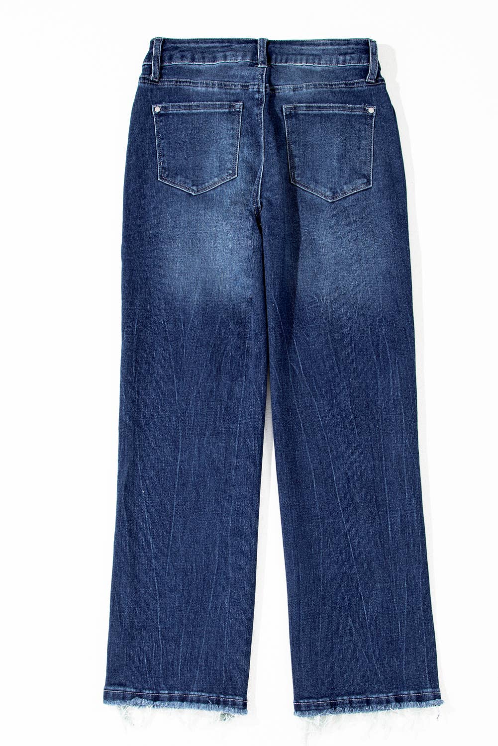 Sail Blue Mineral Wash Raw Hem High Waist Flared Jeans