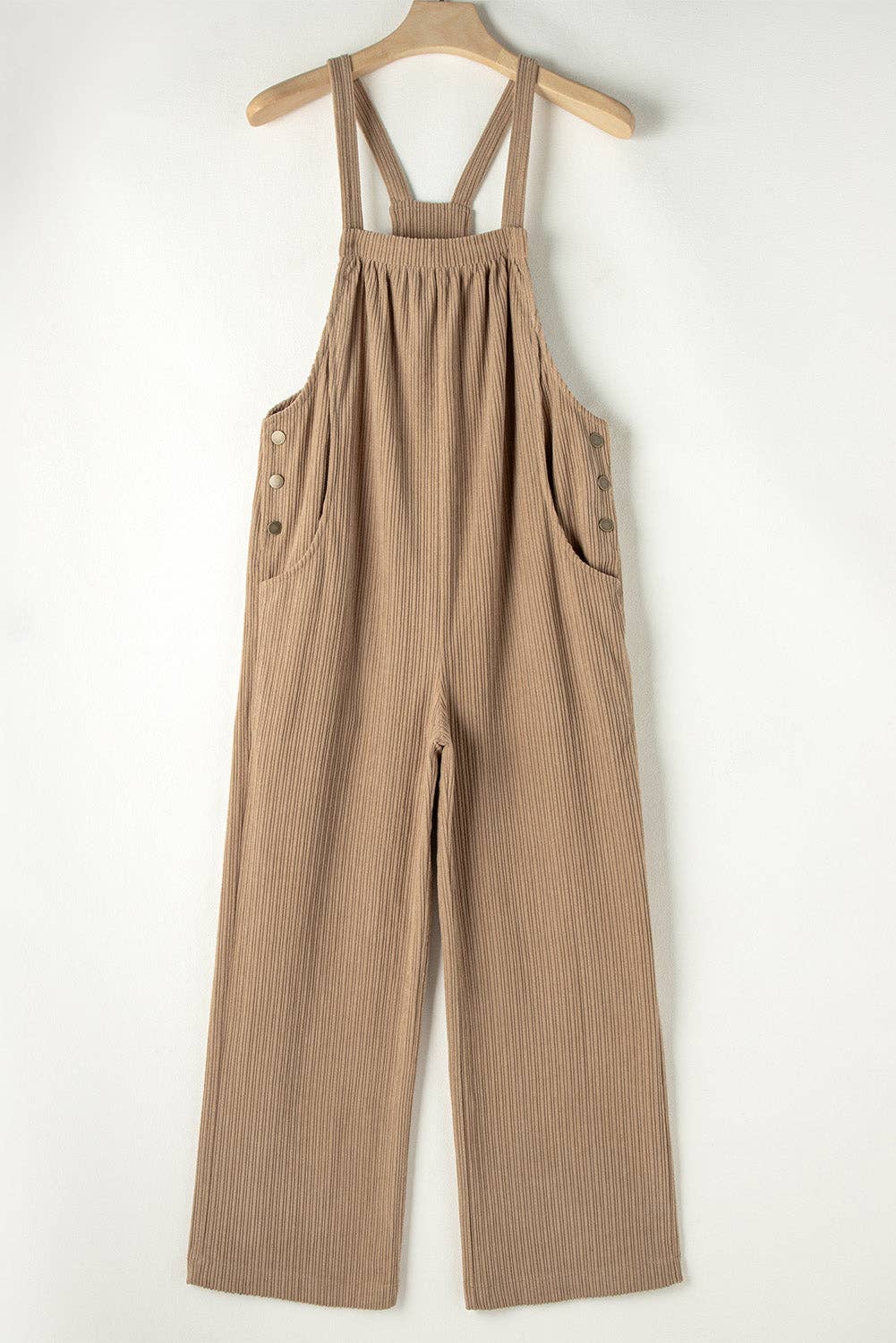 Solid Pocketed Corduroy Overalls for Everyday Wear