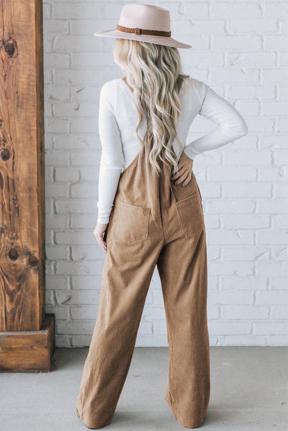 Solid Pocketed Corduroy Overalls for Everyday Wear